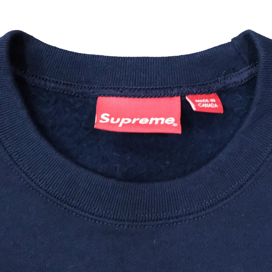 VINTAGE SUPREME KANJI LOGO CREWNECK SWEATER NAVY SS20