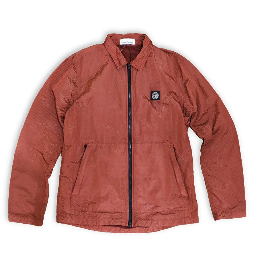 STONE ISLAND SEERSUCKER NYLON OVERSHIRT JACKET RED