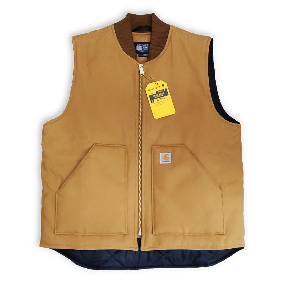 CARHARTT FIRM DUCK INSULATED RIB COLLAR VEST BEIGE