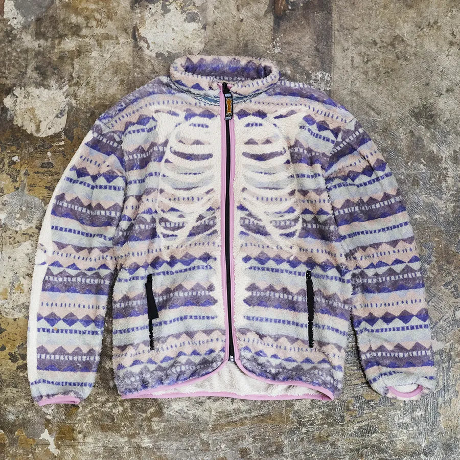 KAPITAL ASHLAND STRIPE BONE LIGHT FLEECE JACKET PURPLE