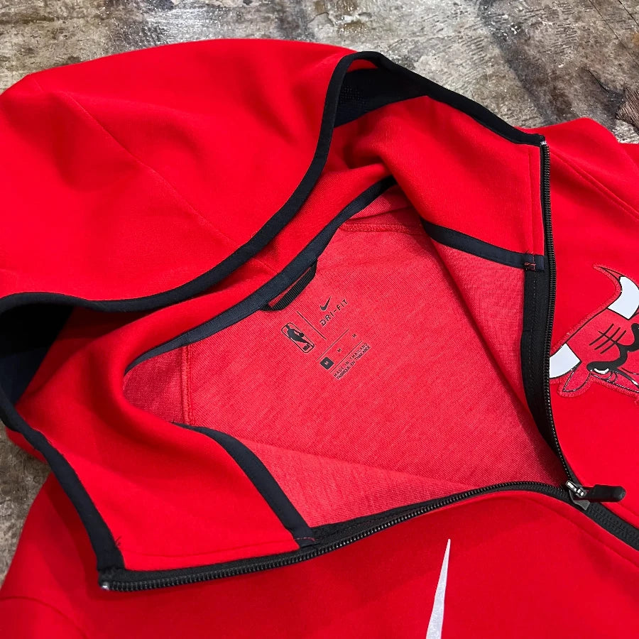 NIKE NBA CHICAGO BULLS ZIP UP HOODY RED