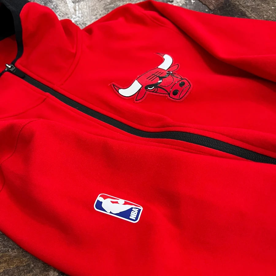 NIKE NBA CHICAGO BULLS ZIP UP HOODY RED