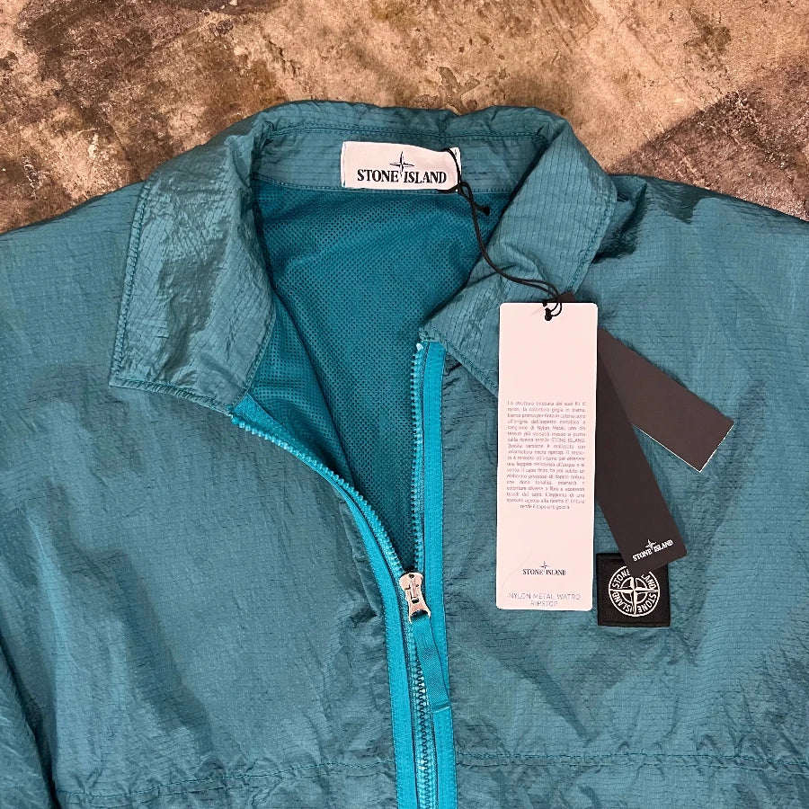 STONE ISLAND NYLON RIPSTOP ZIP UP BLOUSON JACKET TEAL