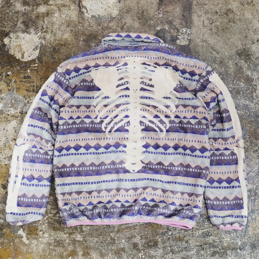 KAPITAL ASHLAND STRIPE BONE LIGHT FLEECE JACKET PURPLE