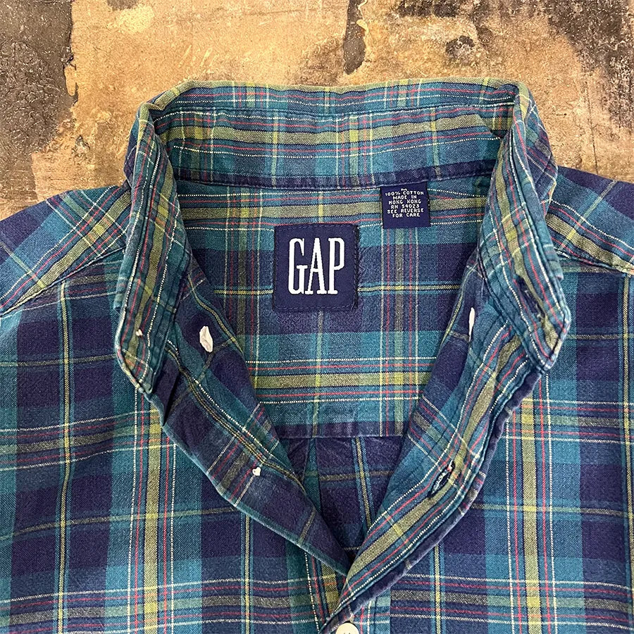 GAP '90 LONG SLEEVE CHECK SHIRT NAVY