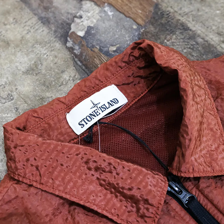 STONE ISLAND SEERSUCKER NYLON OVERSHIRT JACKET RED