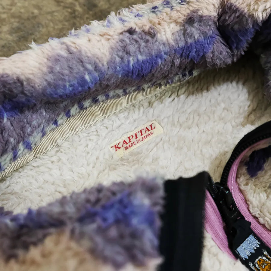 KAPITAL ASHLAND STRIPE BONE LIGHT FLEECE JACKET PURPLE