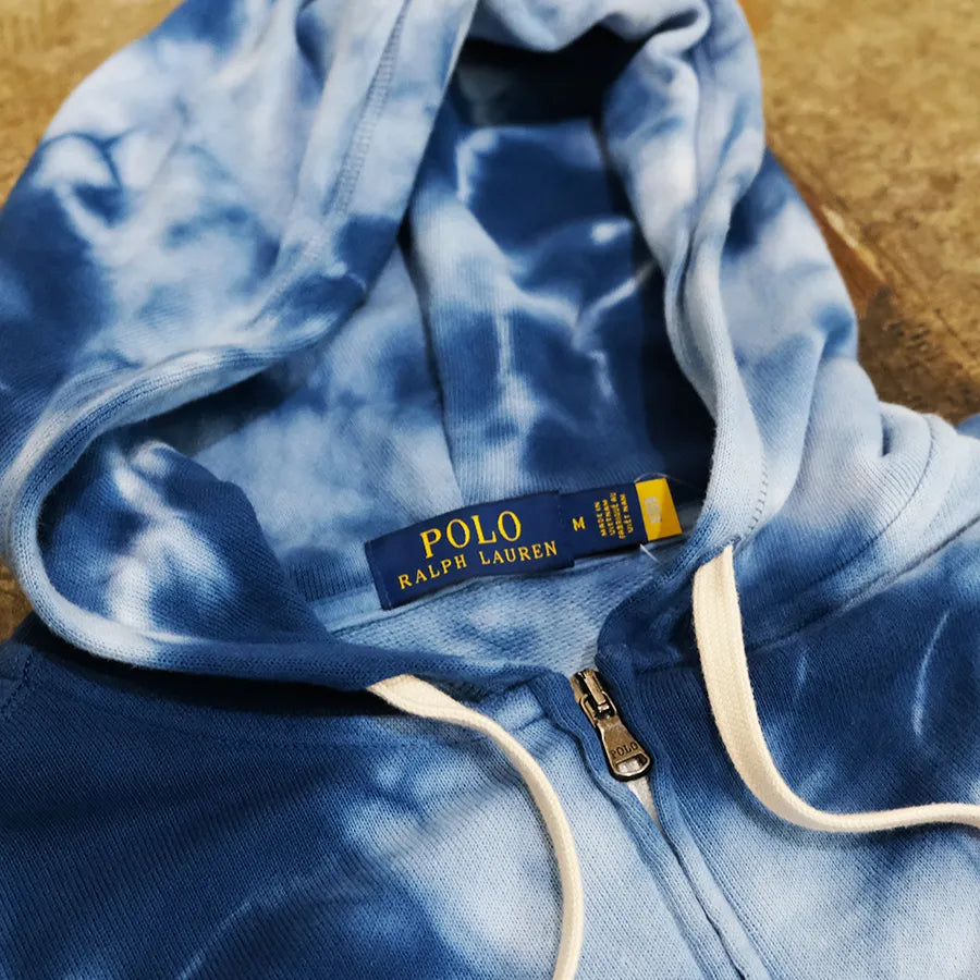 POLO RALPH LAUREN TIE DYE ZIP UP HOODY NAVY