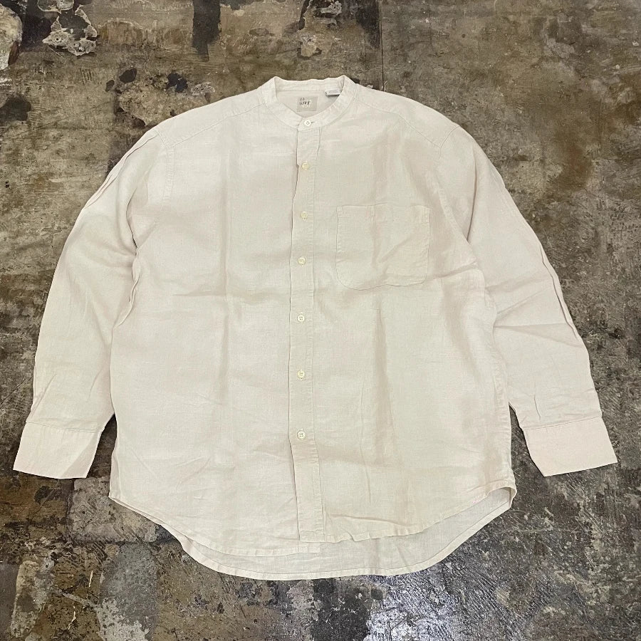 GAP LONG SLEEVE NO COLLAR SHIRT NATURAL