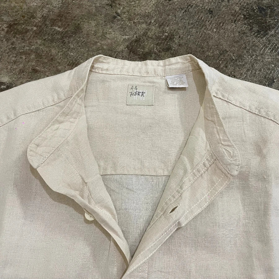 GAP LONG SLEEVE NO COLLAR SHIRT NATURAL