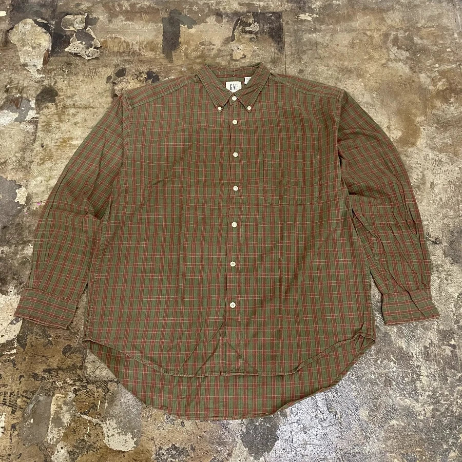 GAP '00 LONG SLEEVE CHECK SHIRT GREEN MULTI