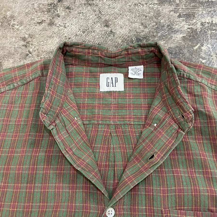 GAP '00 LONG SLEEVE CHECK SHIRT GREEN MULTI