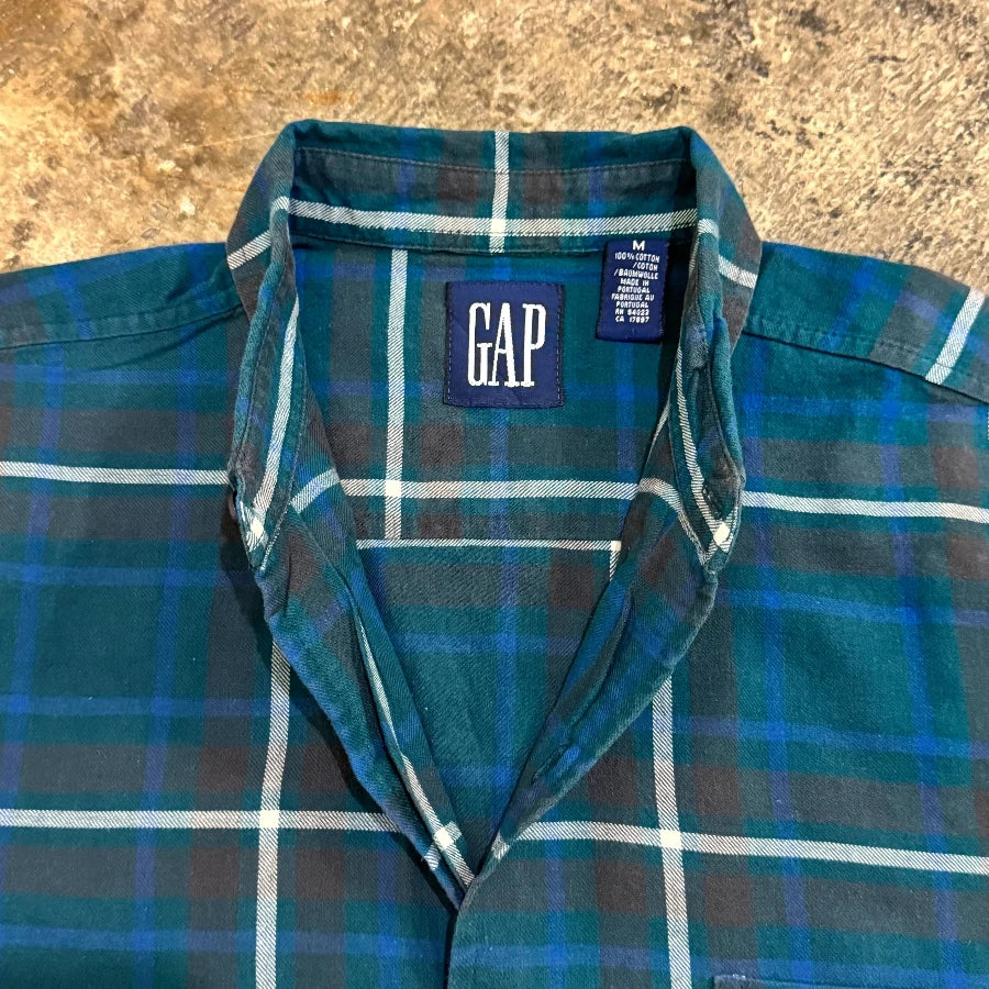 GAP '90 LONG SLEEVE CHECK SHIRT TEAL