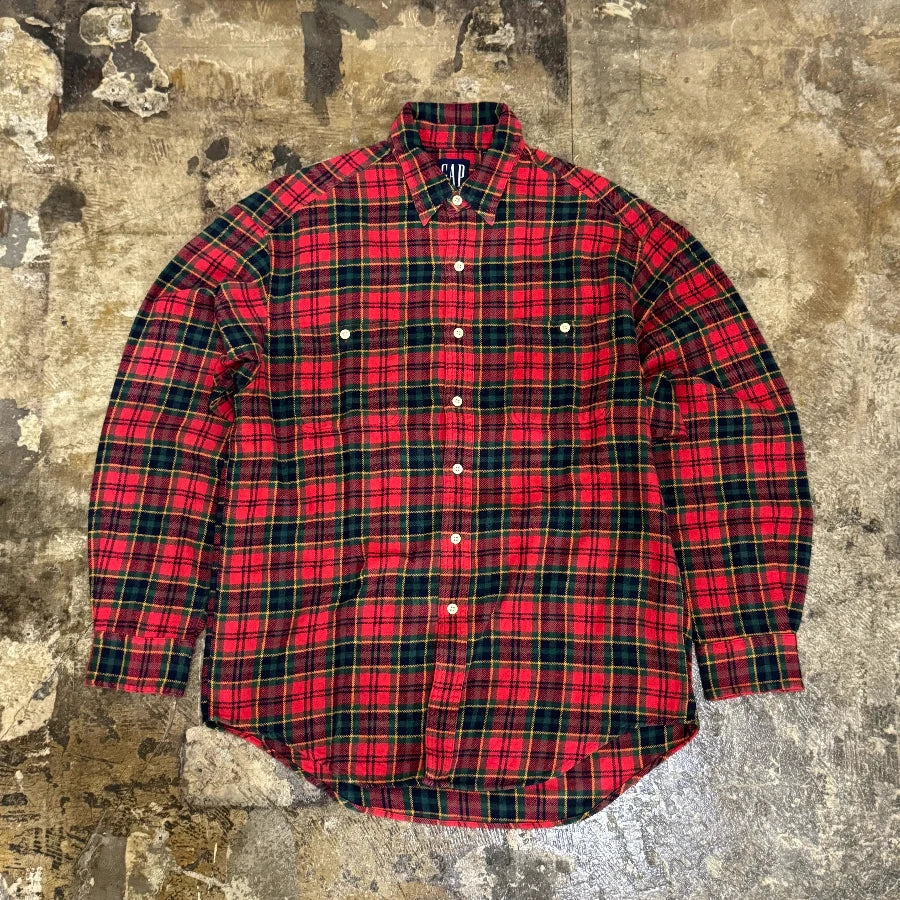 GAP '90 LONG SLEEVE CHECK SHIRT RED MULTI