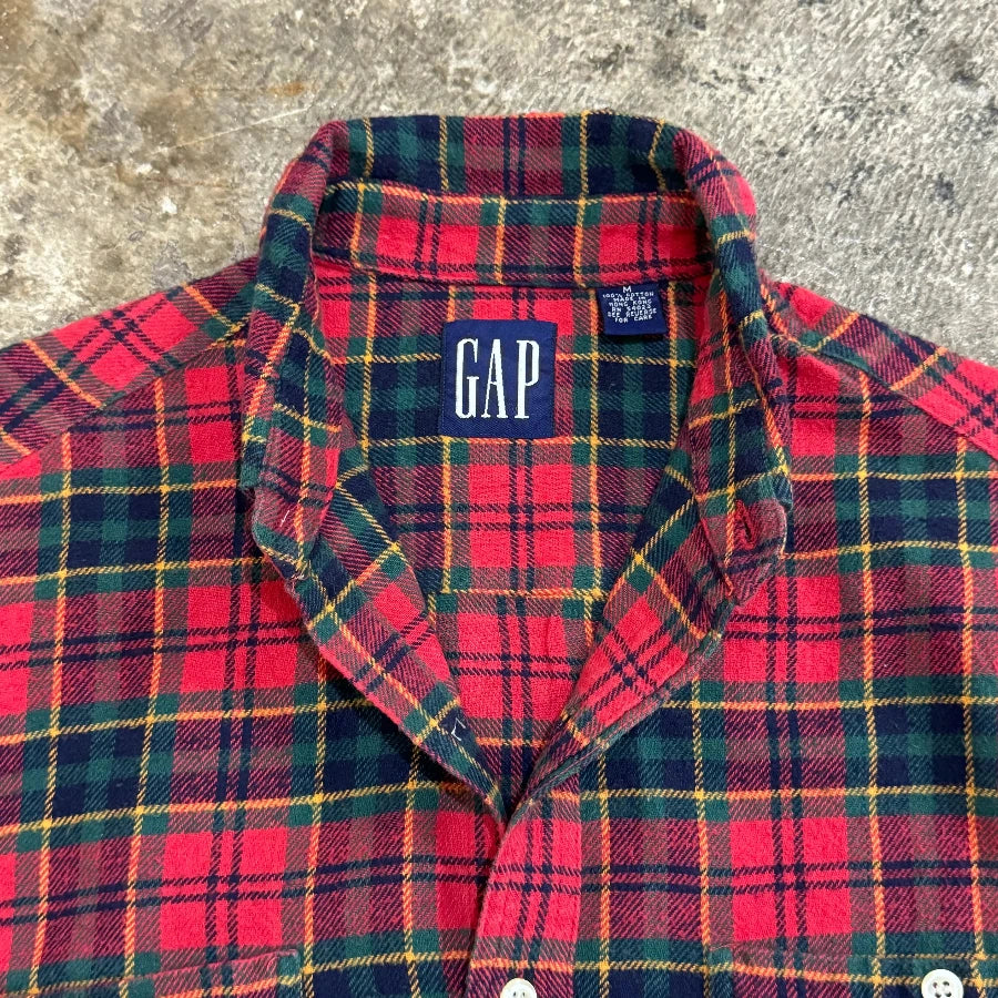 GAP '90 LONG SLEEVE CHECK SHIRT RED MULTI