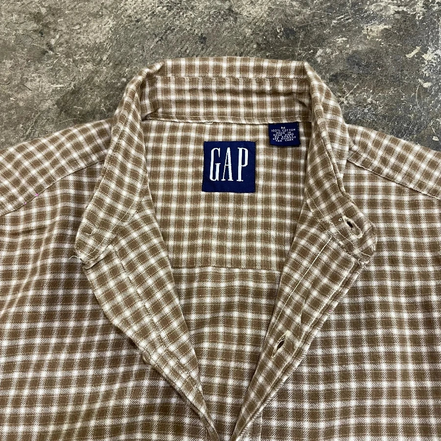GAP '90 LONG SLEEVE CHECK SHIRT BEIGE