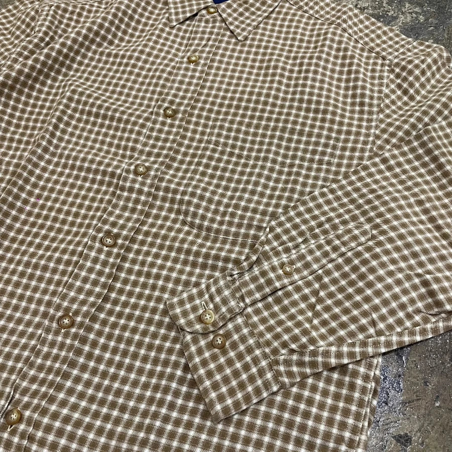 GAP '90 LONG SLEEVE CHECK SHIRT BEIGE