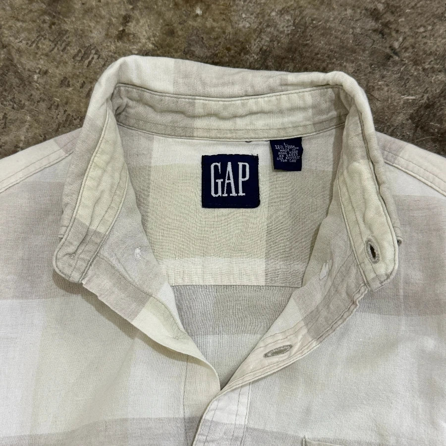 GAP '90 LONG SLEEVE BLOCK CHECK SHIRT IVORY