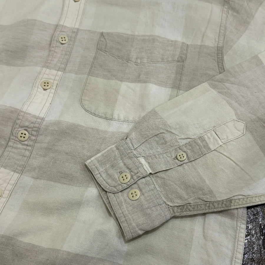 GAP '90 LONG SLEEVE BLOCK CHECK SHIRT IVORY