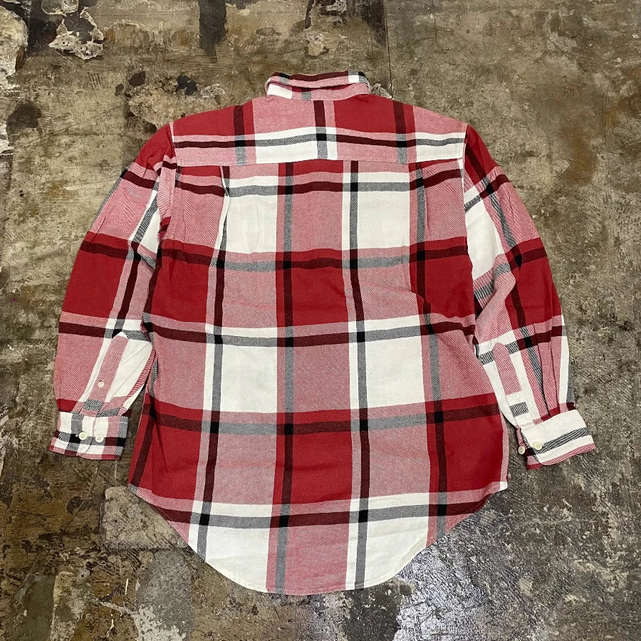 OLD GAP 90S LONG SLEEVE CHECK SHIRT WHITE BLACK RED