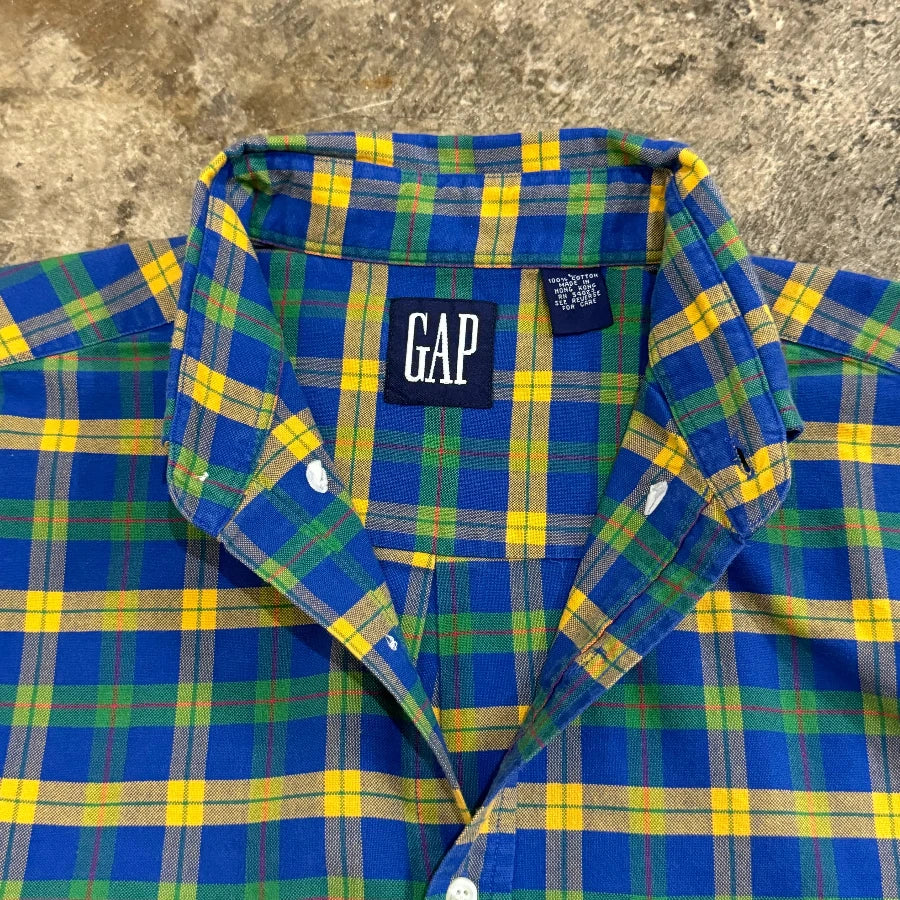 GAP '80 LONG SLEEVE CHECK SHIRT BLUE MULTI