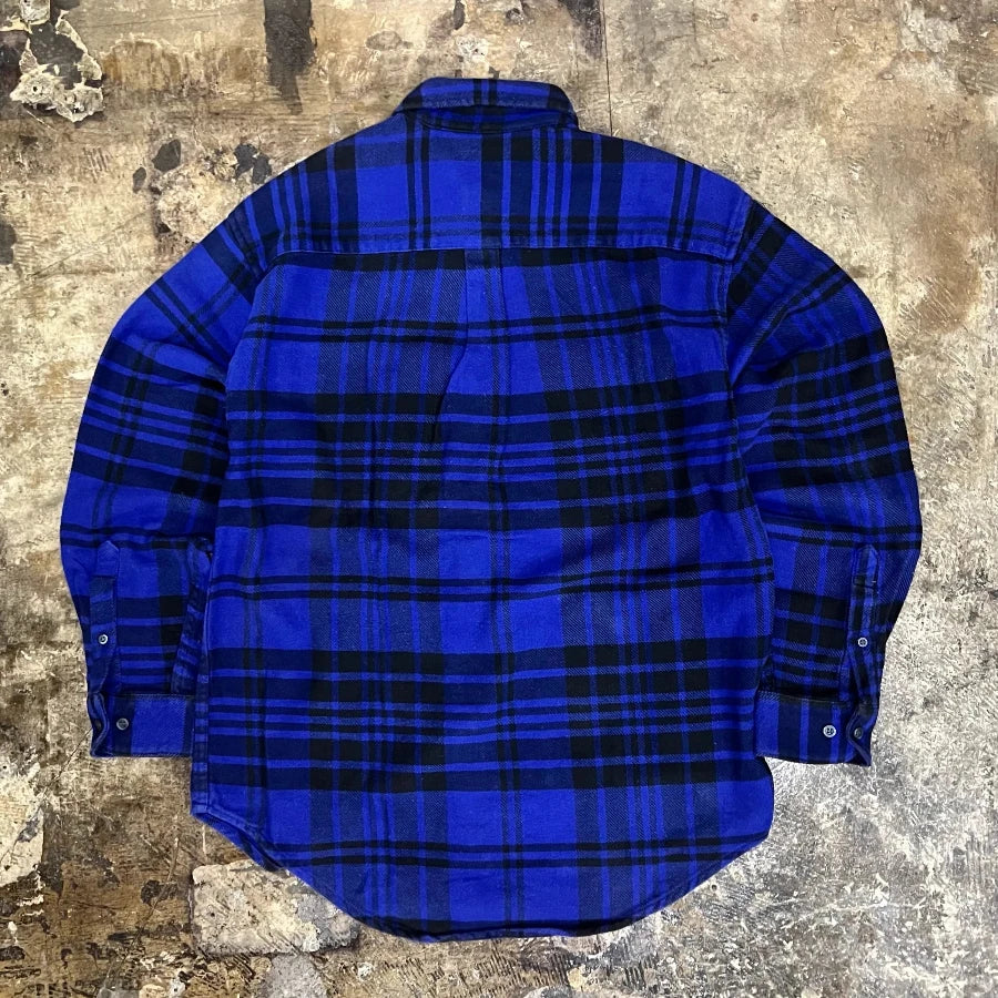 GAP '90 LONG SLEEVE BLOCK CHECK SHIRT BLUE