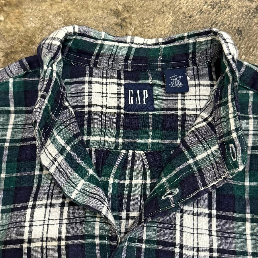 GAP '90 LONG SLEEVE CHECK SHIRT GREEN