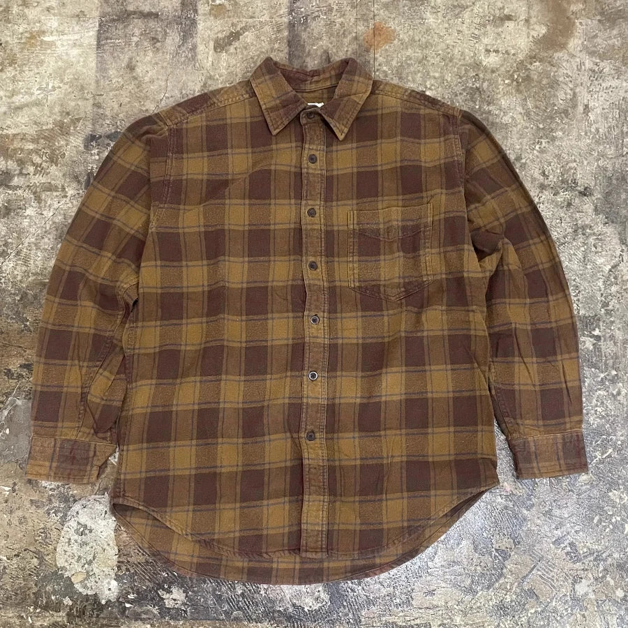 J.CREW LONG SLEEVE CHECK SHIRT BROWN