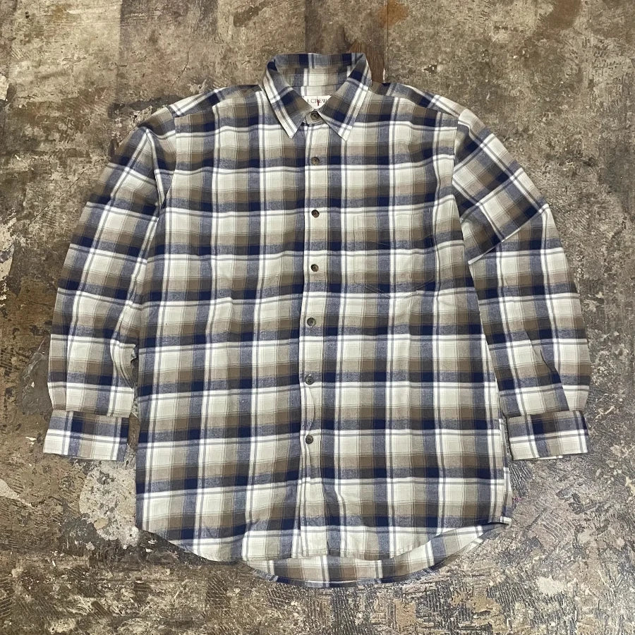 J.CREW LONG SLEEVE CHECK SHIRT NAVY BEIGE