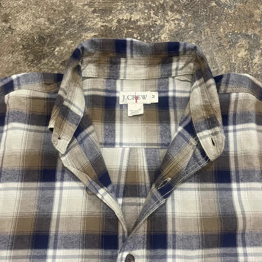 J.CREW LONG SLEEVE CHECK SHIRT NAVY BEIGE