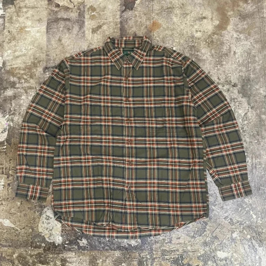 J.CREW LONG SLEEVE CHECK SHIRT OLIVE
