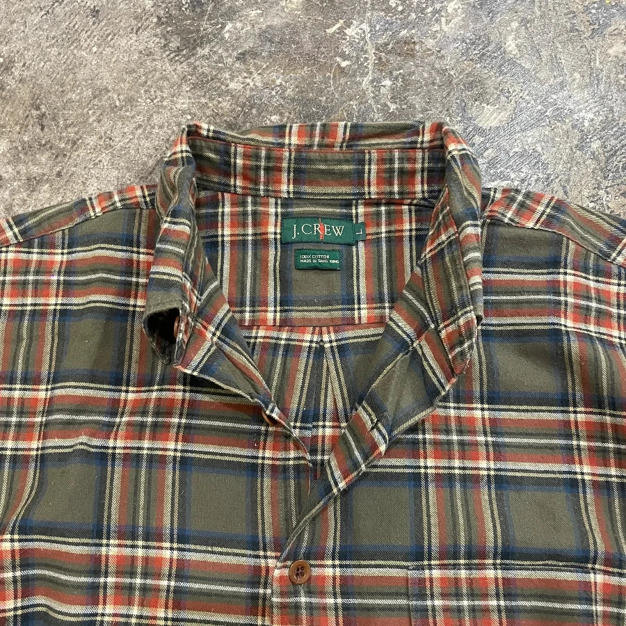 J.CREW LONG SLEEVE CHECK SHIRT OLIVE