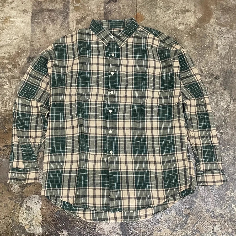 J.CREW LONG SLEEVE CHECK SHIRT GREEN