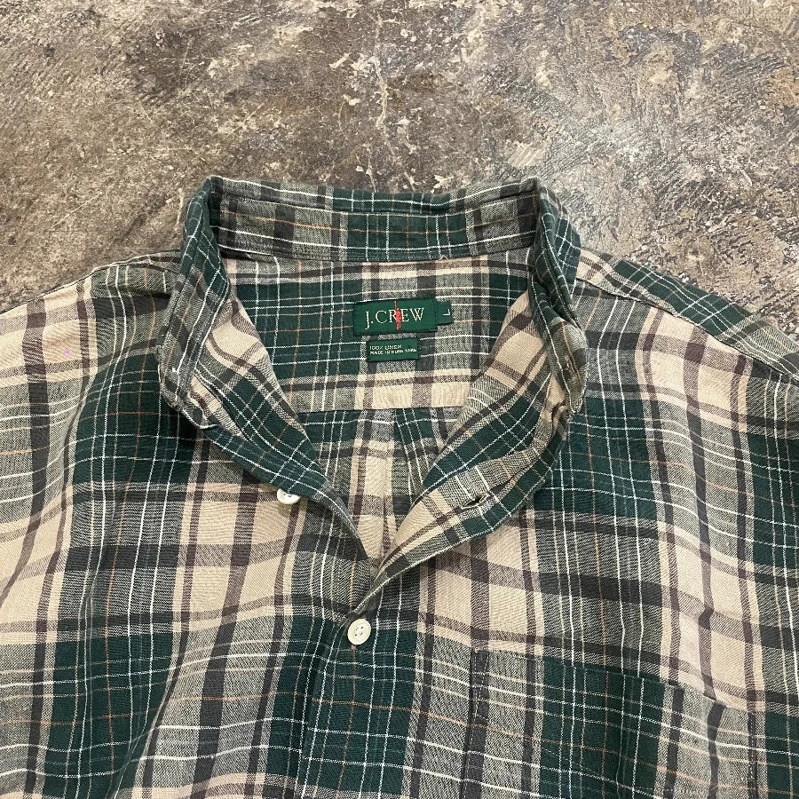 J.CREW LONG SLEEVE CHECK SHIRT GREEN