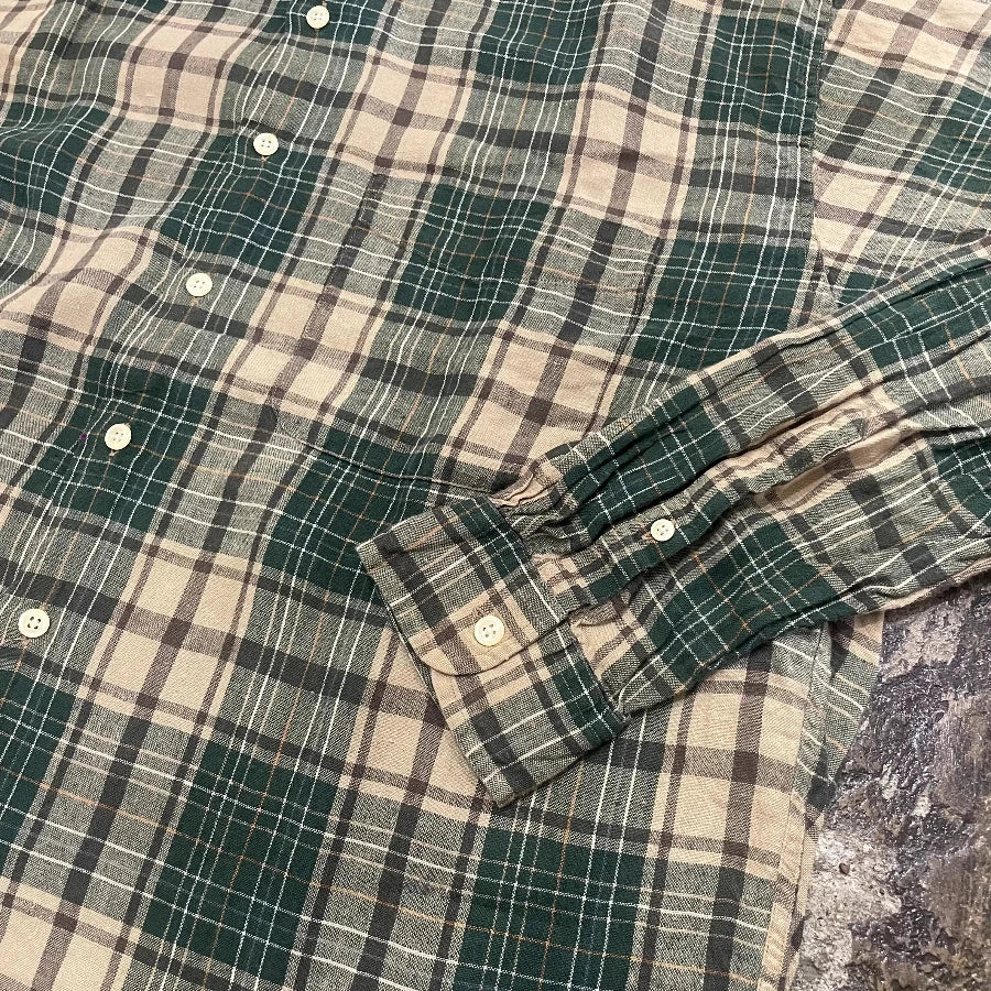 J.CREW LONG SLEEVE CHECK SHIRT GREEN
