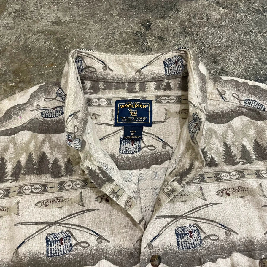 WOOLRICH FISH LONG SLEEVE SHIRT IVORY