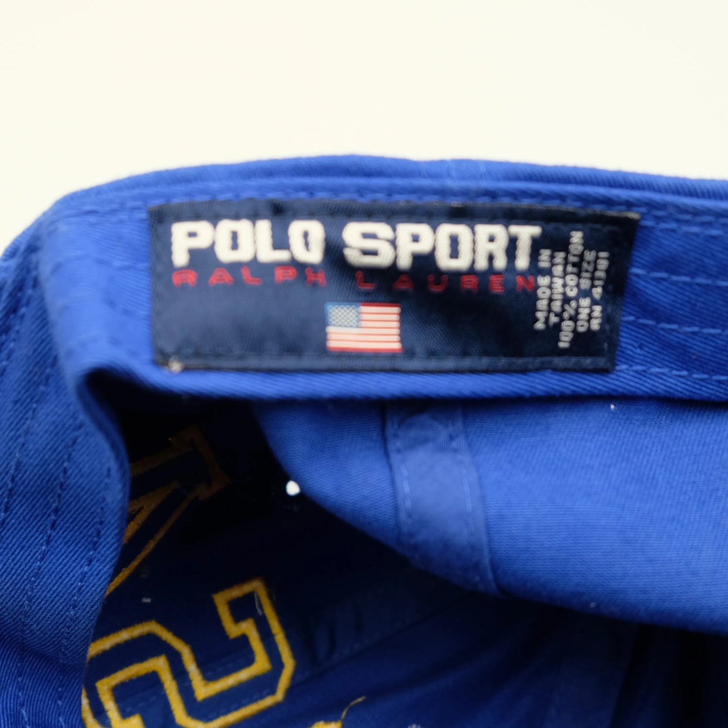 POLO SPORT USA SPELL OUT STRAP BACK HAT BLUE/YELLOW