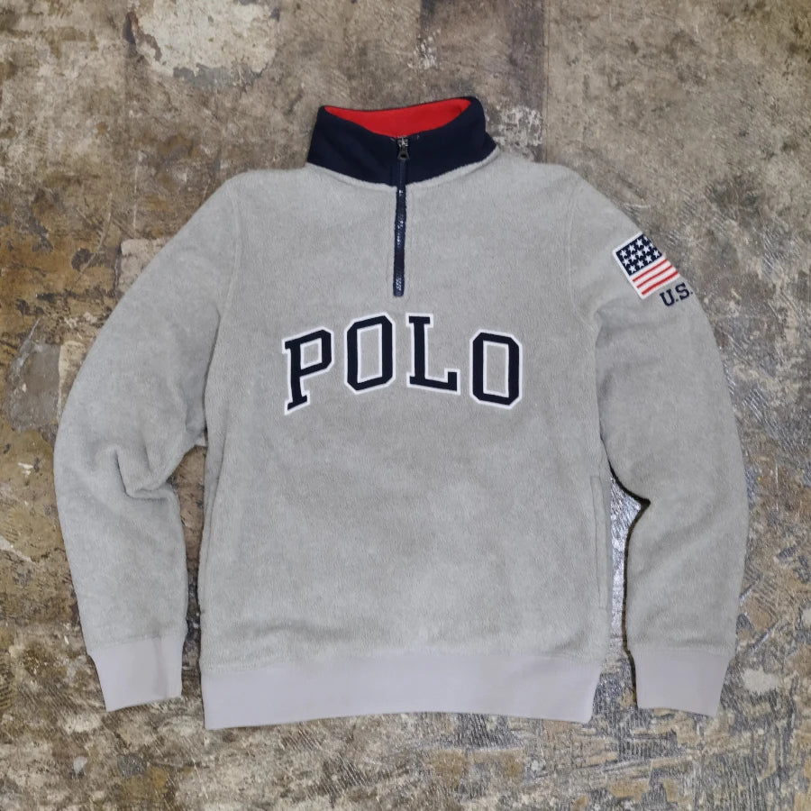 POLO RALPH LAUREN USA PATCH FLEECE GREY