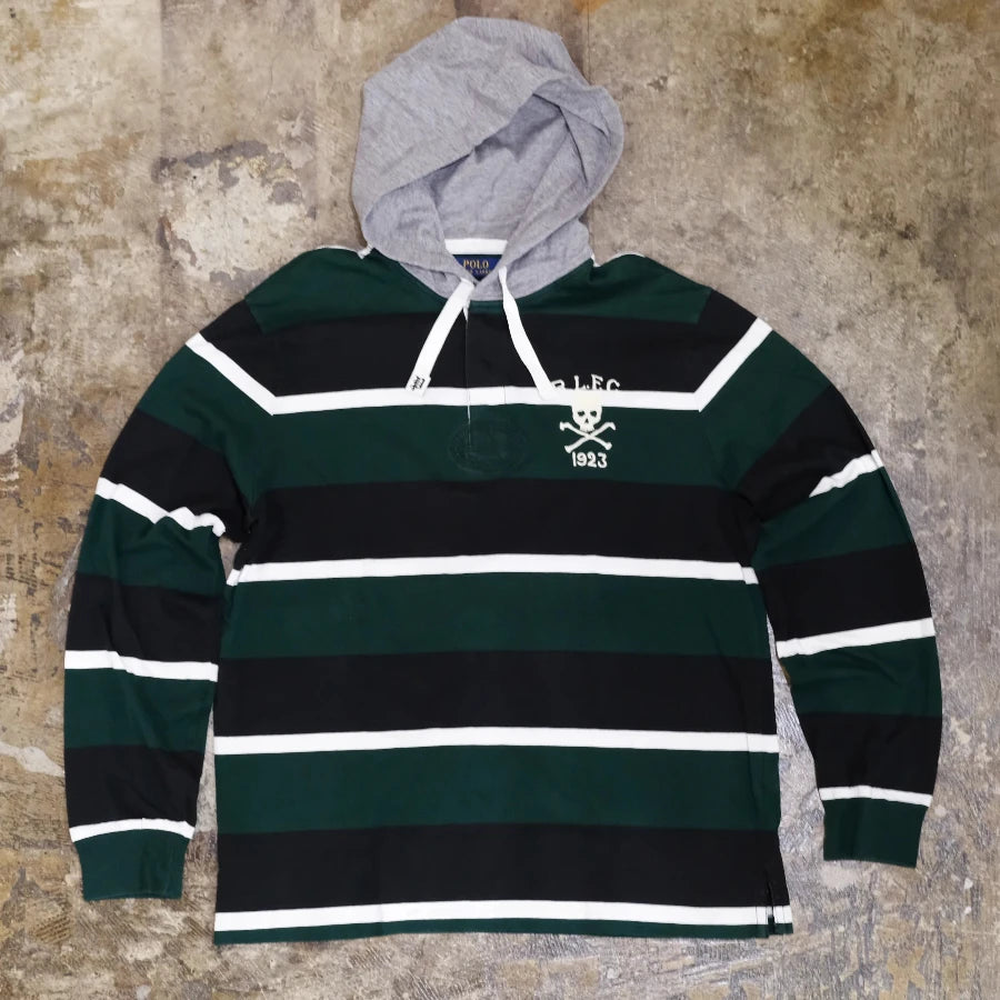 POLO RALPH LAUREN RLFC RUGBY HOODY GREEN STRIPE