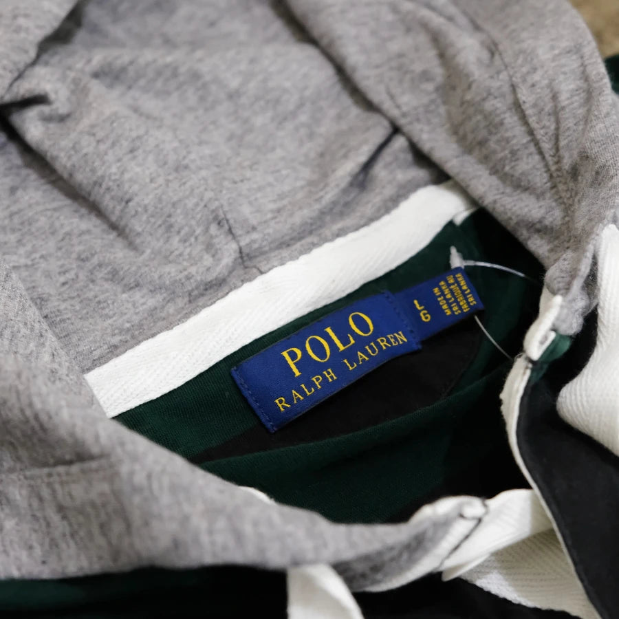 POLO RALPH LAUREN RLFC RUGBY HOODY GREEN STRIPE