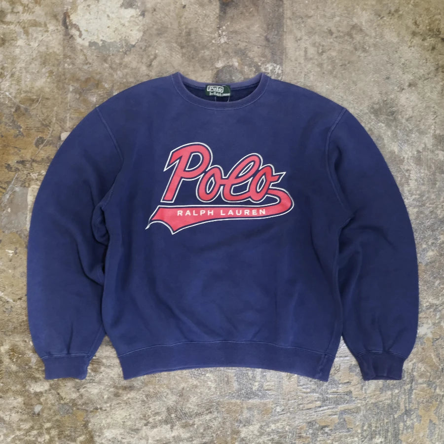 POLO RALPH LAUREN SCRIPT LOGO SWEAT SHIRT NAVY
