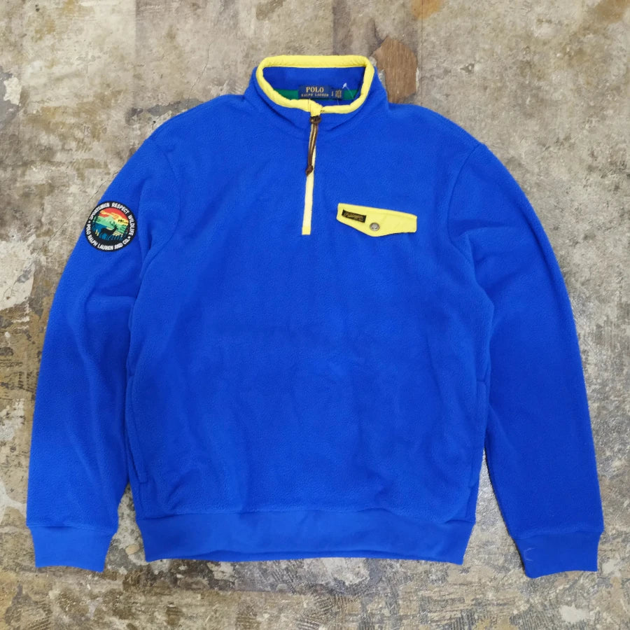 POLO RALPH LAUREN HALF ZIP FLEECE BLUE
