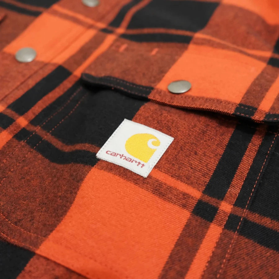 CARHARTT RELAXED FIT FLANNEL SHERPA LINED SHIRT JACKET RED
