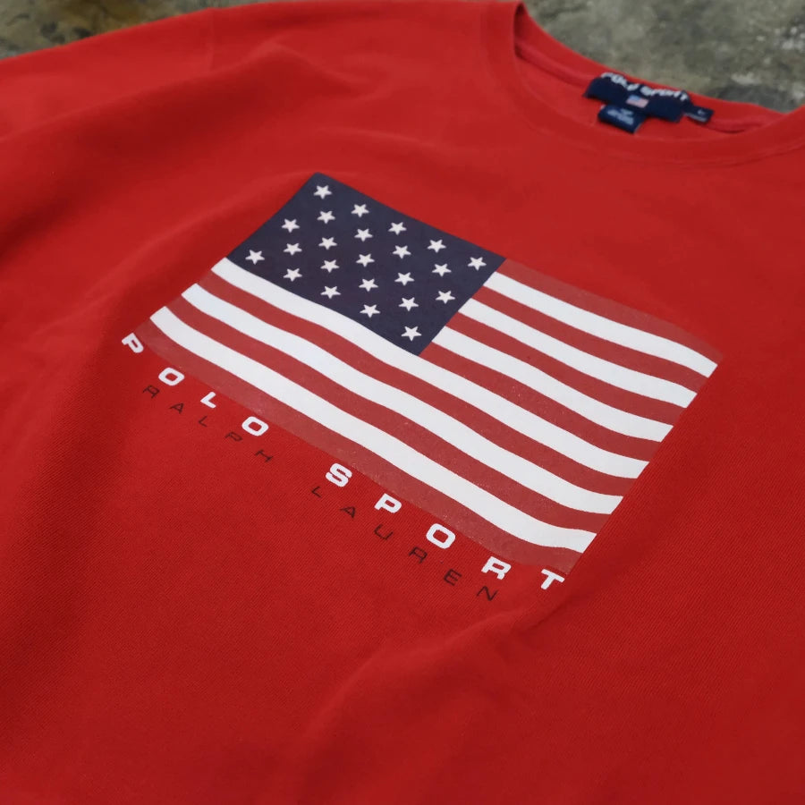 POLO SPORT RALPH LAUREN FLAG SWEAT SHIRT RED
