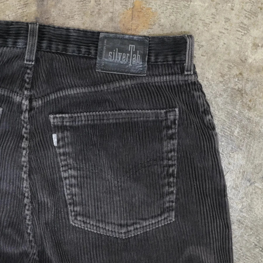 LEVI'S SILVERTAB STRAIGHT LOOSE CORDUROY PANTS BLACK