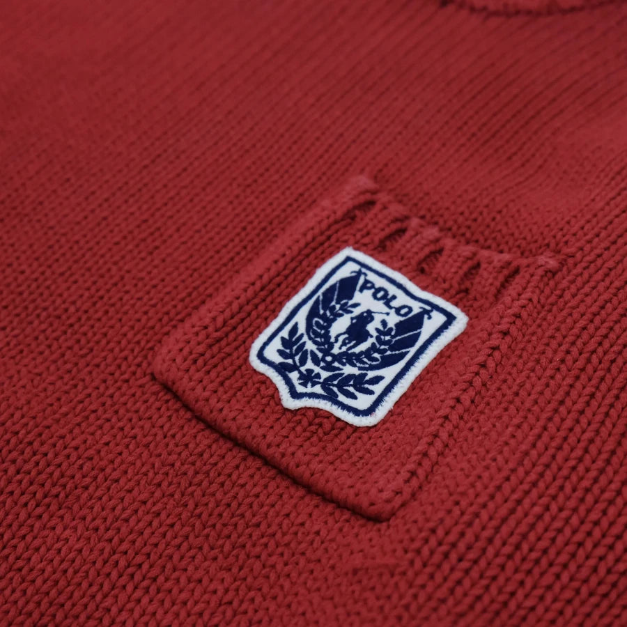 POLO RALPH LAUREN POCKET HAND KNIT SWEATER RED