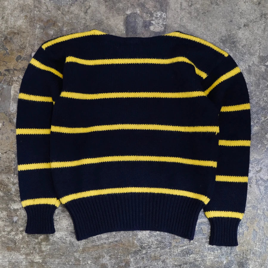 POLO RALPH LAUREN STRIPE HAND KNIT SWEATER NAVY YELLOW