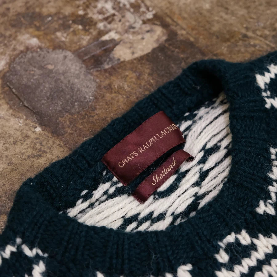 CHAPS RALPH LAUREN HAND KNIT SWEATER GREEN