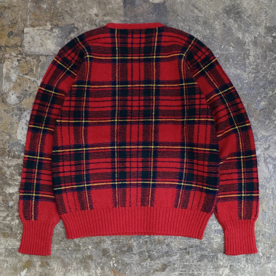 POLO RALPH LAUREN GOLF CHECK HAND KNIT SWEATER RED