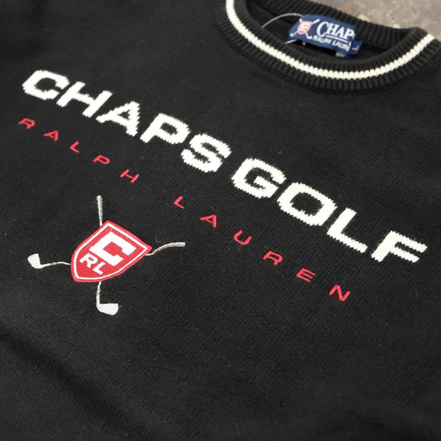 CHAPS GOLF RALPH LAUREN KNIT SWEATER BLACK